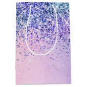 Paarse roze blauwe ombre Glitter Medium Cadeauzakje (Voorkant)