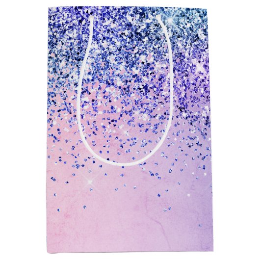 Paarse roze blauwe ombre Glitter Medium Cadeauzakje (Voorkant)