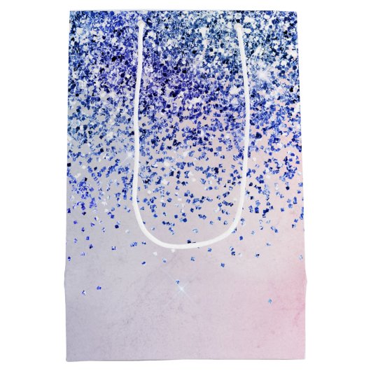 Paarse roze blauwe ombre Glitter Medium Cadeauzakje (Achterkant)