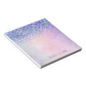 Paarse roze blauwe ombre Glitter Notitieblok (Schuin)