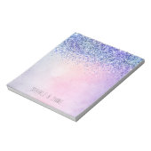 Paarse roze blauwe ombre Glitter Notitieblok (Linkerzijde)