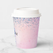 Paarse roze blauwe ombre Glitter Papieren Bekers (Links)