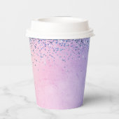 Paarse roze blauwe ombre Glitter Papieren Bekers (Achterkant)