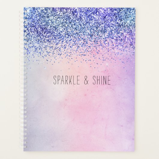 Paarse Roze Blauwe Ombre Glitter Planner (Voorkant)