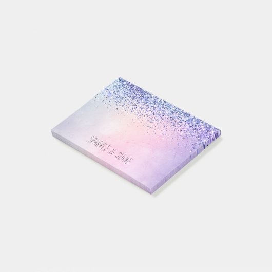 Paarse roze blauwe ombre Glitter Post-it® Notes (Schuin)