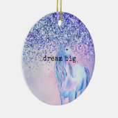 Paarse roze blauwe ombre glitter Unicorn Keramisch Ornament (Rechts)