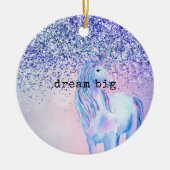 Paarse roze blauwe ombre glitter Unicorn Keramisch Ornament (Voorkant)