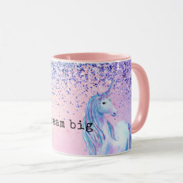 Paarse roze blauwe ombre glitter Unicorn Mok