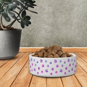 Paarse Roze Blauwe Pootafdrukken Patroon Kleine Ko Voerbakje