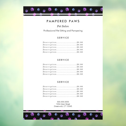 Paarse roze blauwe salon raamsticker (Vel 3)