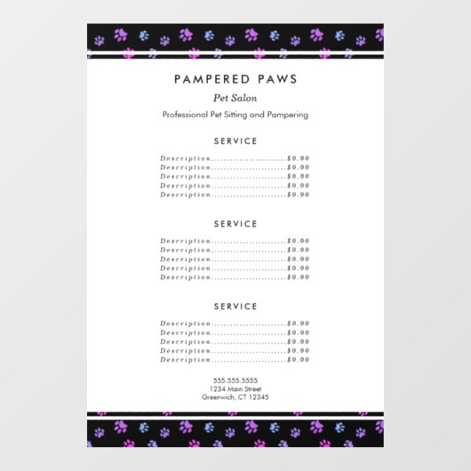 Paarse roze blauwe salon raamsticker (Vel)