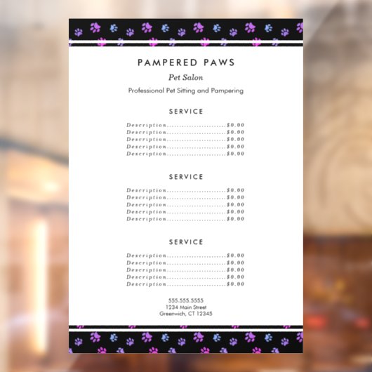 Paarse roze blauwe salon raamsticker (Vel 2)