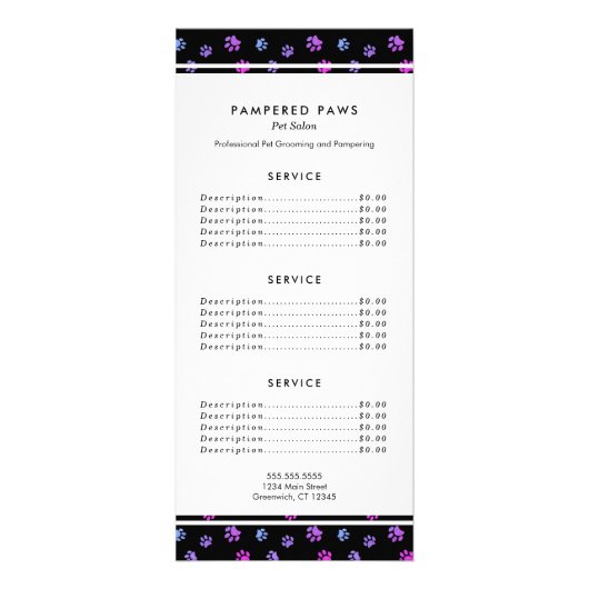 Paarse roze blauwe salon reclamekaart (Voorkant)