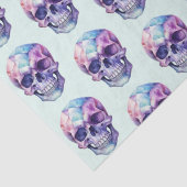 Paarse Roze Blauwe Schedel Licht Groen Halloween Tissuepapier (Detail)