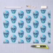 Paarse Roze Blauwe Schedel Lichtblauw Halloween Tissuepapier (Craft)