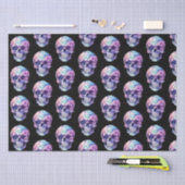 Paarse Roze Blauwe Schedel Zwart Halloween Tissuepapier (Craft)