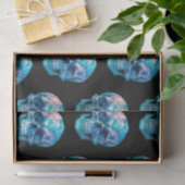 Paarse Roze Blauwe Schedel Zwart Halloween Tissuepapier (Geschenk)