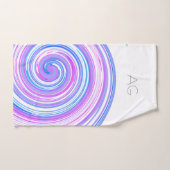 Paarse roze blauwe spiraalmonogram handdoek (Handdoek)