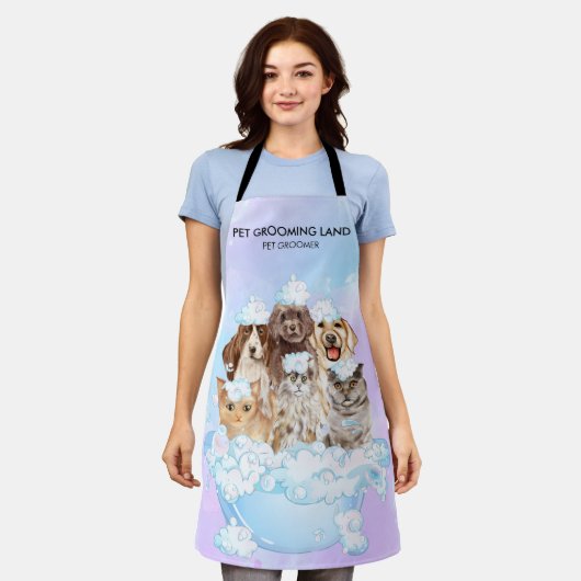 Paarse roze blauwe stiften die honden kweken schort (Gedragen)