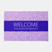 Paarse roze blauwe stipple Patroonnaam Gepersonali Deurmat (Voorkant)
