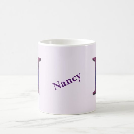 Paarse roze blauwe Tegel Letter N Monogram Initiaa Koffiemok (Center)