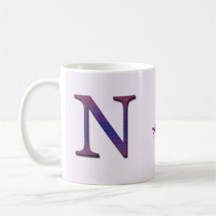 Paarse roze blauwe Tegel Letter N Monogram Initiaa Koffiemok