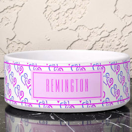 Paarse Roze Blauwe Verbonden Hartpatroon Aangepast Voerbakje