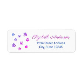 Paarse roze blauwe verf afdrukken Retouradres Etiket