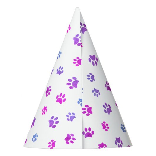 Paarse roze blauwe verf afdrukken van afgelopen da feesthoedjes (Achterkant)