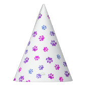 Paarse roze blauwe verf afdrukken van afgelopen da feesthoedjes (Links)