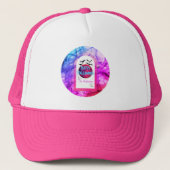 Paarse Roze Blauwe Vleermuis Modern Spooky Happy H Trucker Pet (Voorkant)