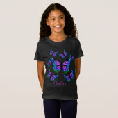  paarse roze blauwe vlinders T-shirt (Voorkant volledig)