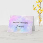 Paarse  roze blauwe Waterverf Birthday Kaart (Gele Bloem)