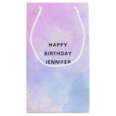 Paarse  roze blauwe Waterverf Birthday Klein Cadeauzakje (Achterkant)