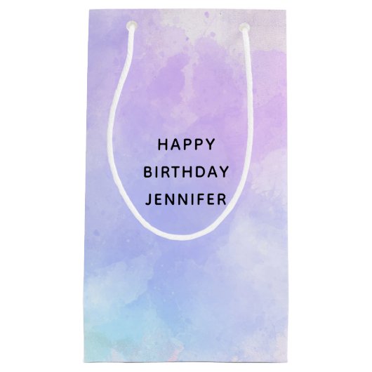 Paarse  roze blauwe Waterverf Birthday Klein Cadeauzakje (Voorkant)