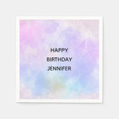 Paarse  roze blauwe Waterverf Birthday Servet (Voorkant)