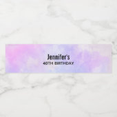 Paarse roze blauwe Waterverf Birthday Waterfles Etiket (Enkel label)