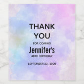 Paarse  roze blauwe Waterverf Birthday Wijn Etiket (Enkel label)