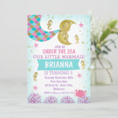 Paarse roze blauwe zeemeermin kaart (Staand voorkant)