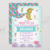 Paarse roze blauwe zeemeermin kaart (Voorkant / Achterkant)