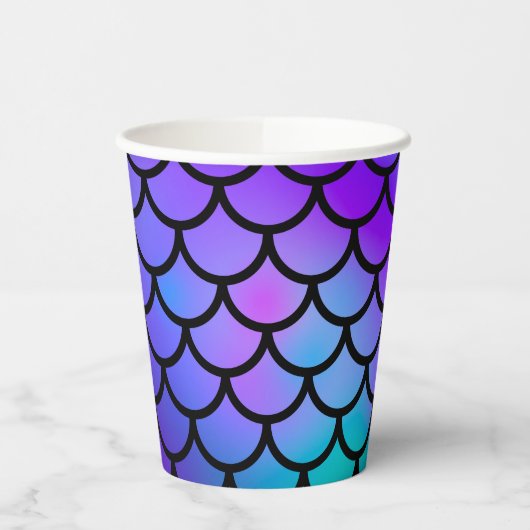 Paarse Roze Blauwe Zeemeermin Schalen Verjaardagsf Papieren Bekers (Links)