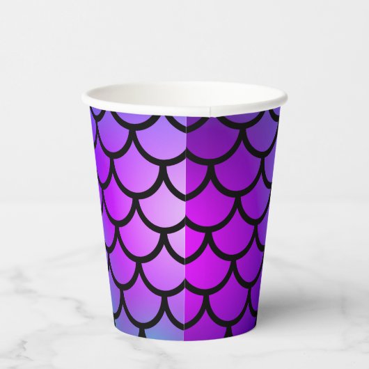 Paarse Roze Blauwe Zeemeermin Schalen Verjaardagsf Papieren Bekers (Rechts)