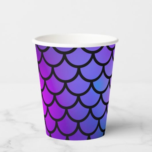 Paarse Roze Blauwe Zeemeermin Schalen Verjaardagsf Papieren Bekers (Voorkant)