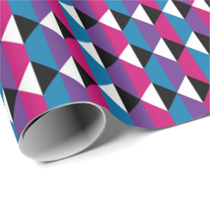 Paarse, roze, blauwe, zwarte en witte diamant cadeaupapier