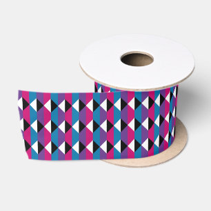 Paarse, roze, blauwe, zwarte en witte diamant satijnen lint