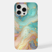 Paarse Roze Blauwgroen Aqua Blauw Goud Marmeren Ku iPhone Hoesje (Achterkant)