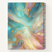 Paarse Roze Blauwgroen Aqua Blauw Goud Marmeren Ku Notitieboek (Achterkant)