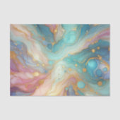 Paarse Roze Blauwgroen Aqua Blauw Goud Marmeren Ku Tissuepapier (Voorkant)