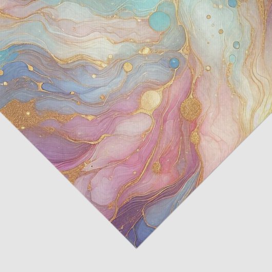 Paarse Roze Blauwgroen Aqua Blauw Goud Marmeren Ku Tissuepapier (Detail)