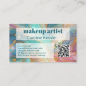 Paarse Roze Blauwgroen Aqua Blauw Goud Marmeren Ku Visitekaartje (Achterkant)